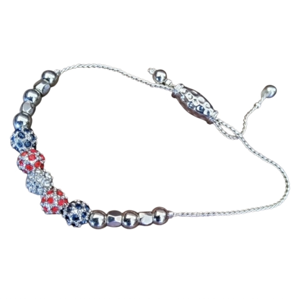 Silver & Rhinestone Adjustable Bracelet